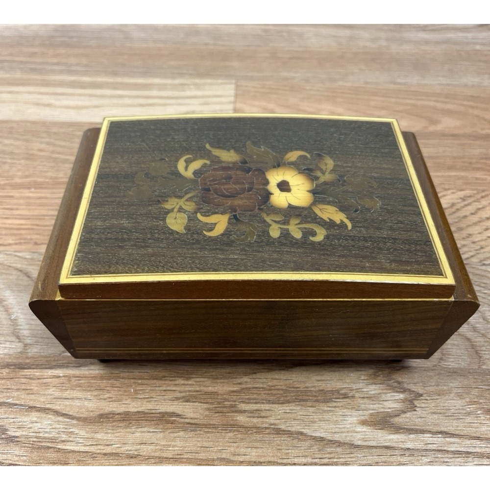 Swiss Reuge Vintage Italian Music Box Wood with Floral‎ inlay "The Godfather"
